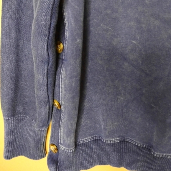 Natural Reflections Acid-Wash Knit Sweatshirt Sz M Cable Panel Side Buttons - Picture 5 of 9